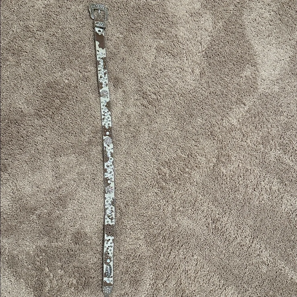 Brown and White sparkly cowhide belt